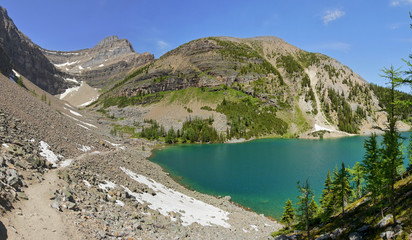 Naklejka na ściany i meble Lake Agnes - Beautiful mountain lake in the Canadian Rocky Mountains