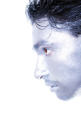 beautiful young guy with silver makeup
