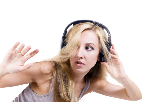 young woman with headphones