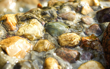 Water flowing in stones