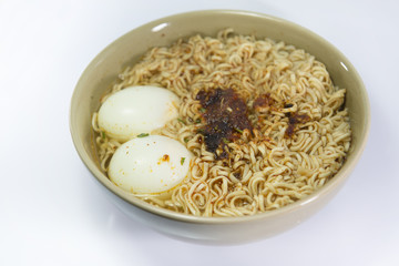 asian ramen instant noodles isolated on white background
