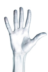  hand in silver paint