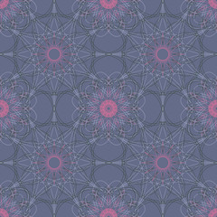 Mandala round geometric ornament seamless pattern. Circular oriental design template endless background. Ethnic tribal symbol  texture.