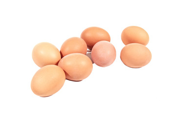 Chicken eggs on white background