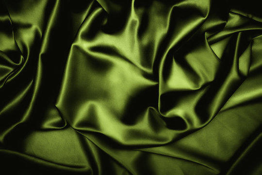 Texture Of A Dark Green Silk