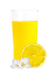 lemon juice in the glass isolated on white