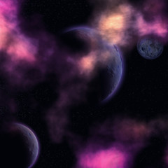 Fototapeta na wymiar Space landscape with planets, nebulas and stars