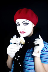 mime with a flower