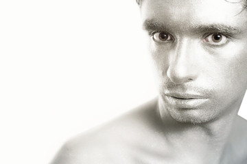 young man with silver makeup