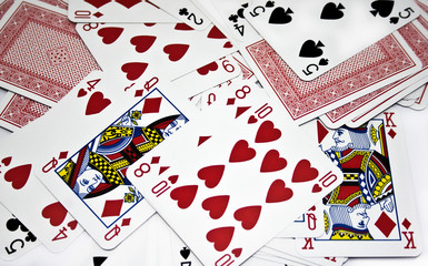 scattered pack of playing cards