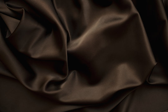 cloth Chocolate brown satin  silk close up