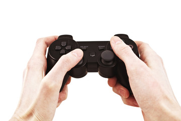 Video game controller in hand