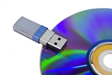 Flash USB whis CD isolated on a white background