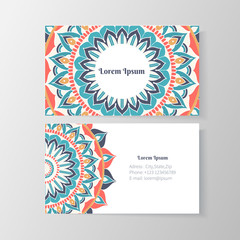 Obraz premium Business card with mandala floral pattern