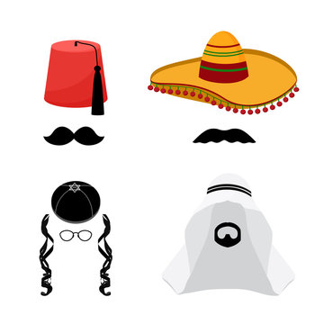 Turkish, mexican, arabic and jewish hats