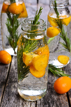 Drink with citrus and rosemary