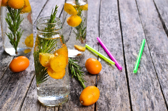 Drink with citrus and rosemary