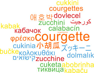 Courgette multilanguage wordcloud background concept