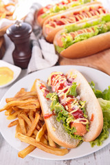 hot dog with french fries