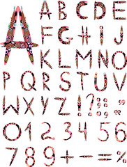 Original multi-coloured font