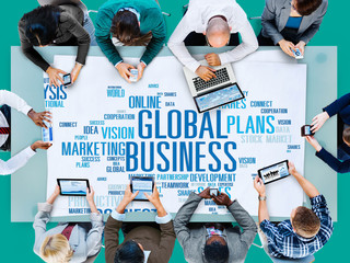 Global Business Connect Vision Solution Teamwork Success Concept