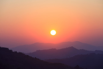 Morning sunrise on the mountion.