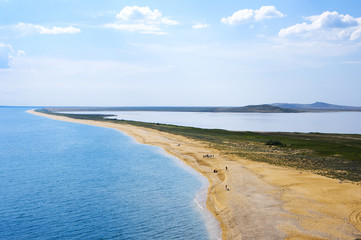 Fototapeta na wymiar Coastal salty lake Koyashskoye