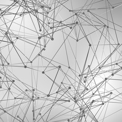 Wireframe Polygonal Element. Abstract Background with Connected Lines and Dots