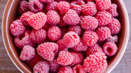 Fresh raspberries in plate