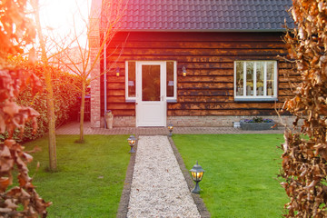 Fototapeta premium Beautiful wooden house in the Dutch city