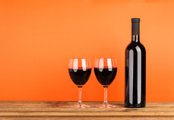 Bottle of wine and two glasses
