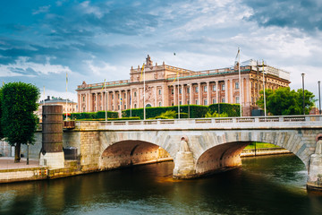 Fototapeta na wymiar Riksdag Parliament Building, Stockholm, Sweden.