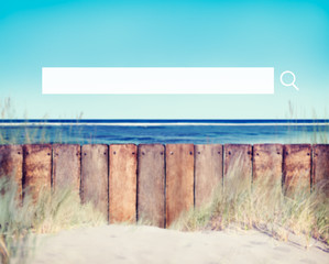 Obraz premium Beach and Fence Grass Skyscraper Concept