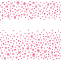 Seamless scattered pink pearls (gems, rhinestones) isolated on w