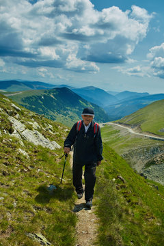 Senior man hiking