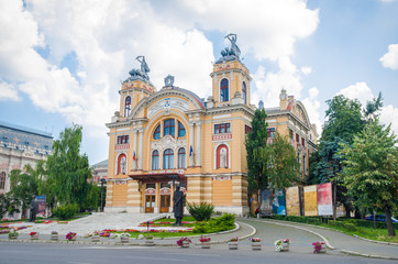 National Romanian Theatre and Opera House in Cluj Napoca city in the Transylvania region of Romania in a baroque architectural style on a sunny summer day