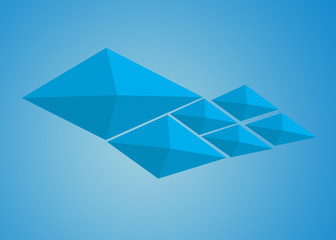 3D triangles background blue