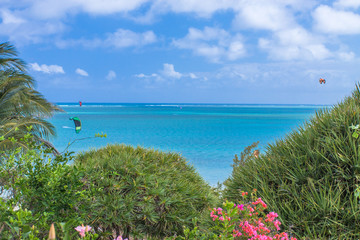 voiles sur le lagon de l'île Rodrigues, Maurice 