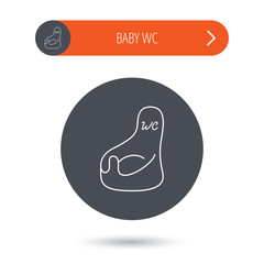 Baby wc icon. Child toilet sign.