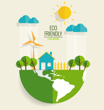 ECO FRIENDLY. Ecology concept, vector illustration.