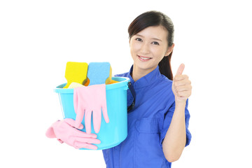 笑顔の女性作業員