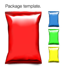 Set of colorful snack  bag isolated on white background