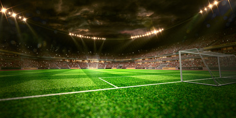 Football Stadium, Trophy, Lighting Equipment, Grass, Floodlit