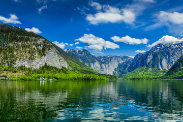 Naklejka na ściany i meble Hallstatter See mountain lake in Austria