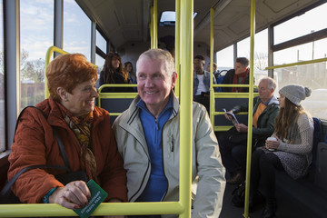 Fototapeta na wymiar Senior couple on a bus