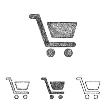 Shopping cart icon design set - sketch line art