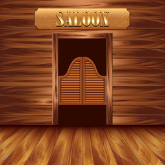 Swinging doors of saloon, western background