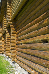 Wall of a wooden fortress.