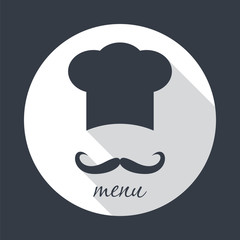 Big chef hat with mustache vector illustration.