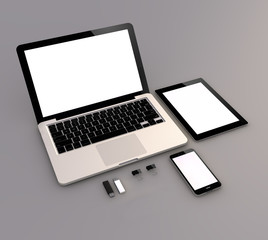 laptop, tablet and smartphone
